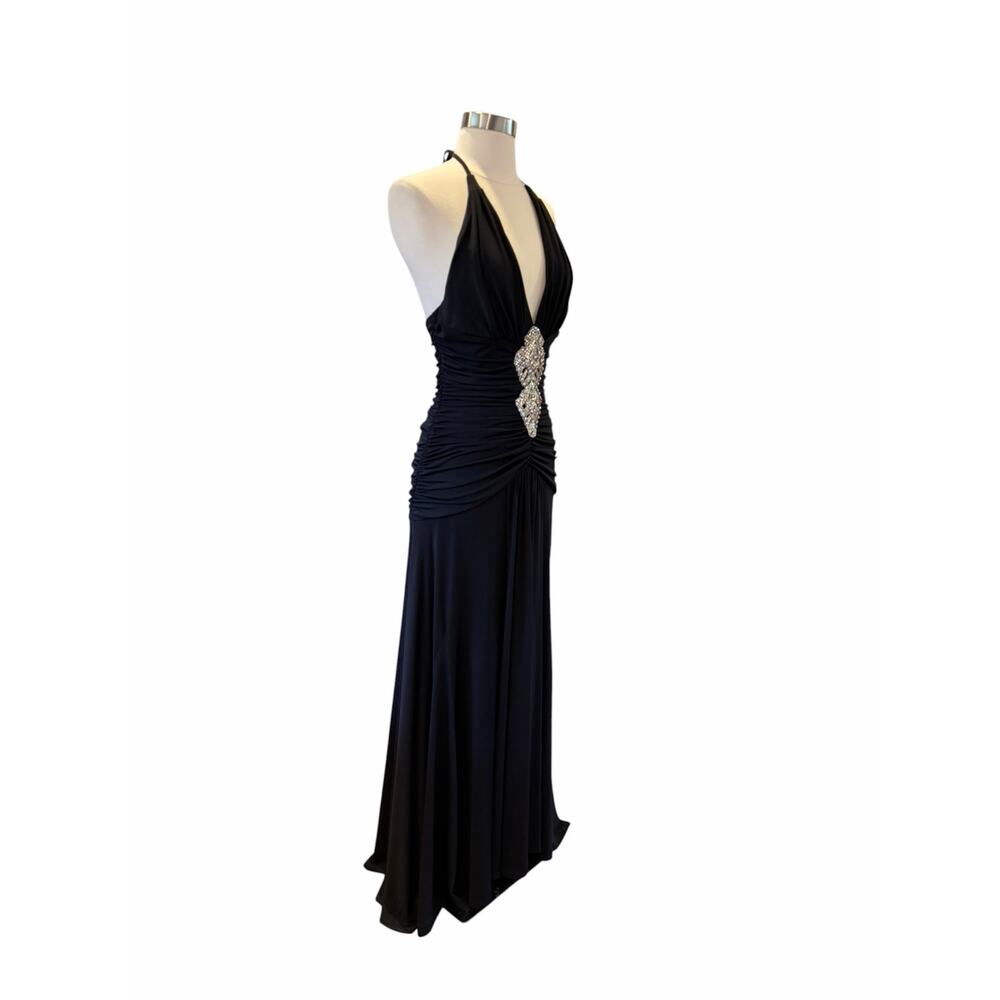 Vintage Cache Black Halter Maxi Dress with Center Embellishment - Picture 7 of 10